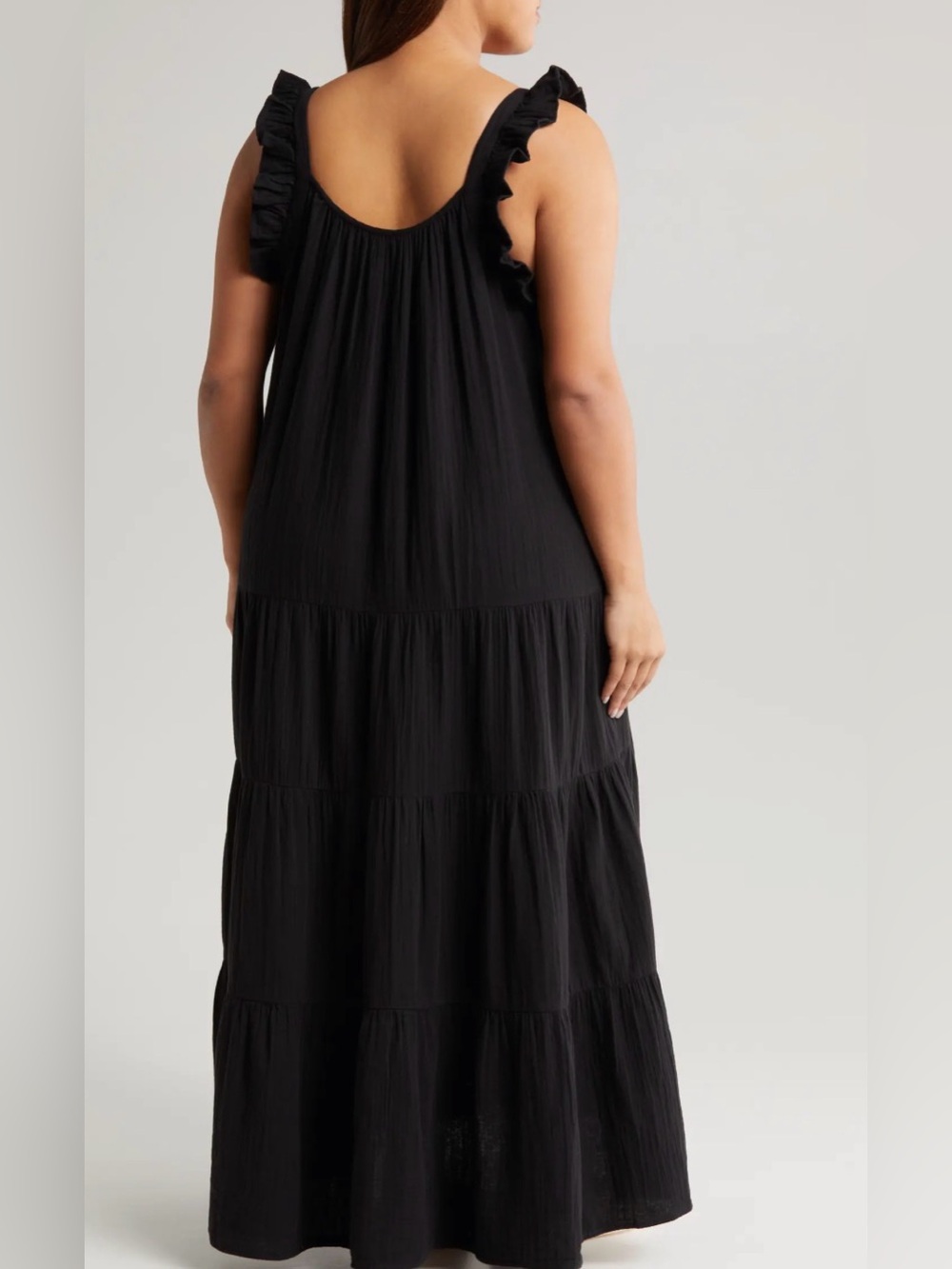 Caslon Maxi Dress Nordstrom Cottagecore Peasant Black Cotton Boho Pocket XL